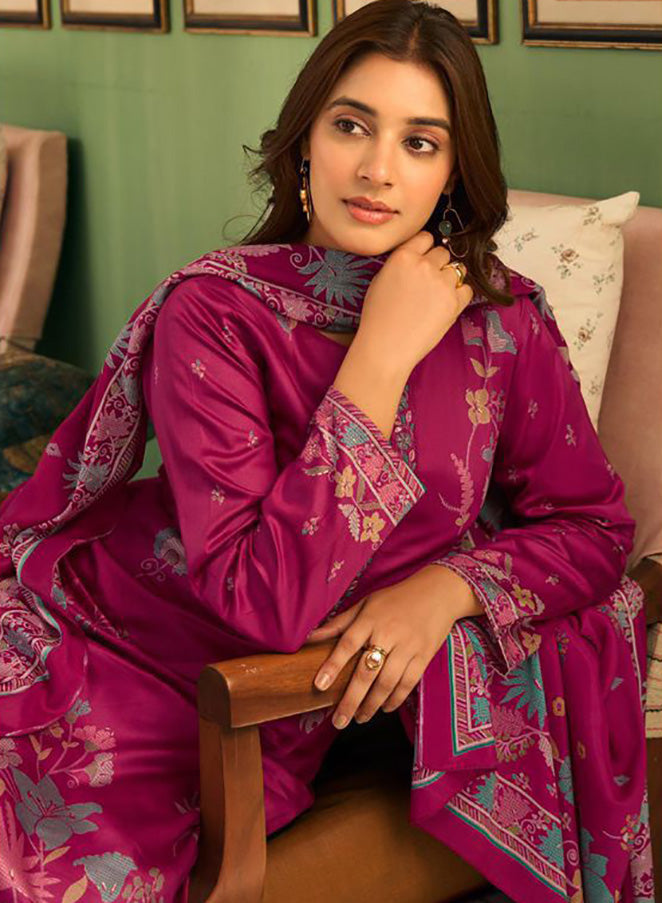 Party Wear Cotton Satin Pink Unstitched Suit Dress Material for Women