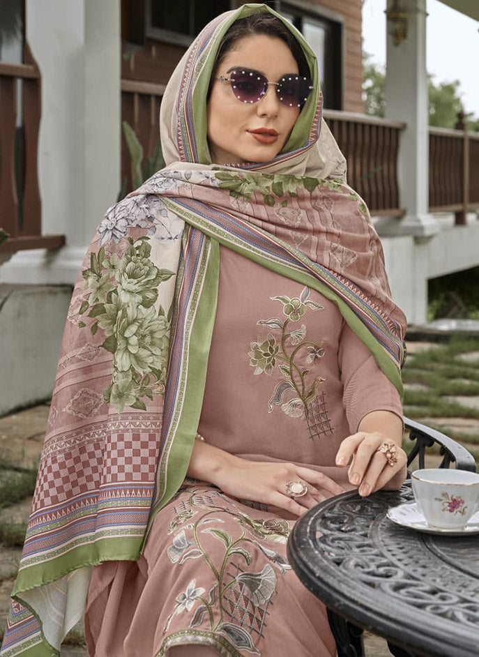 Pashmina Unstitched Winter Salwar Suit Dress Material with Embroidery