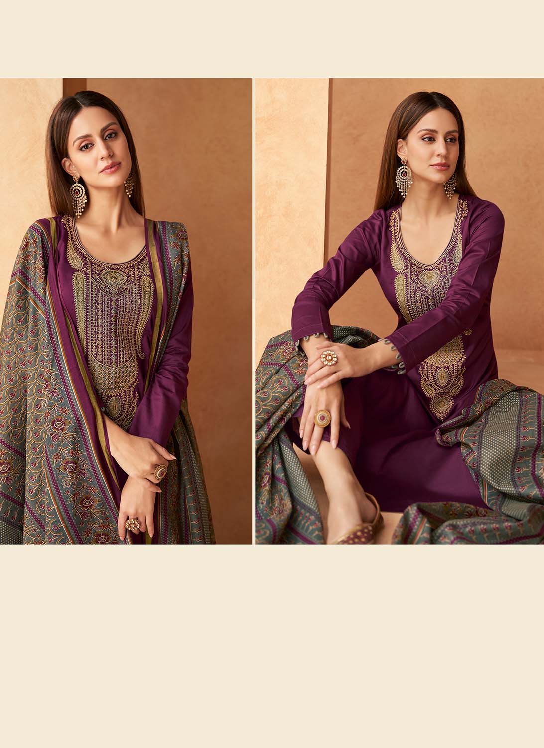 Mumtaz Arts Unstitched Pure Cotton Satin Salwar Suit Dress Material