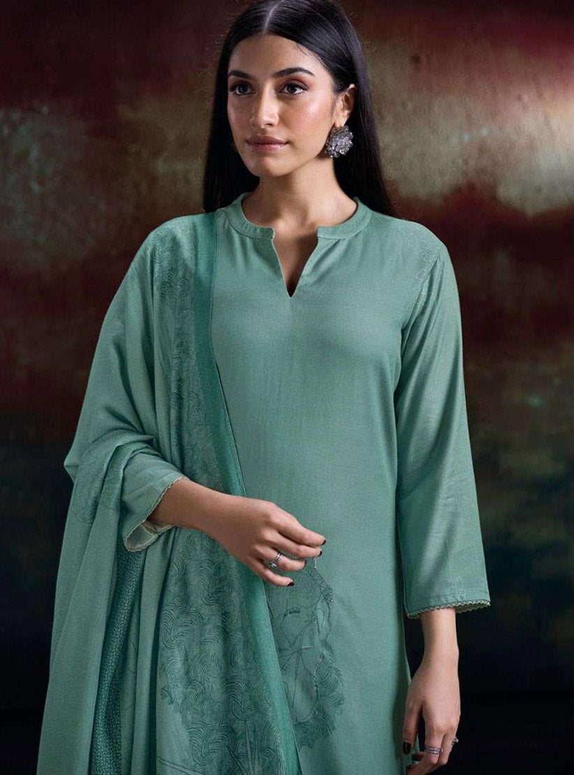 Ganga Unstitched Pure Pashmina Winter Suit Set Material for Women