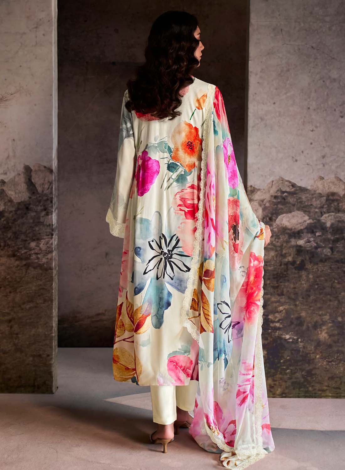 Kimora Pure Muslin Unstitched Salwar Suit Material with Embroidery