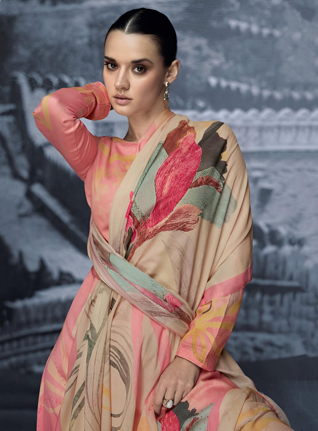 Pure Jam Silk Printed Unstitched Salwar Suit Material for Women