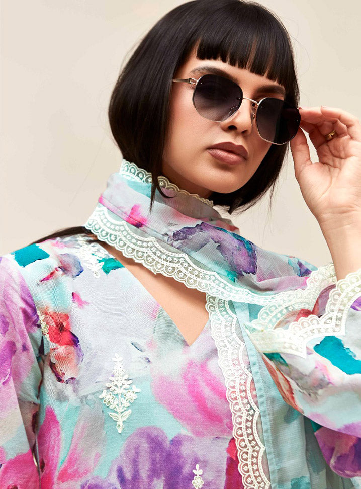 Kimora Pure Linen Unstitched Salwar Suit Material for Women