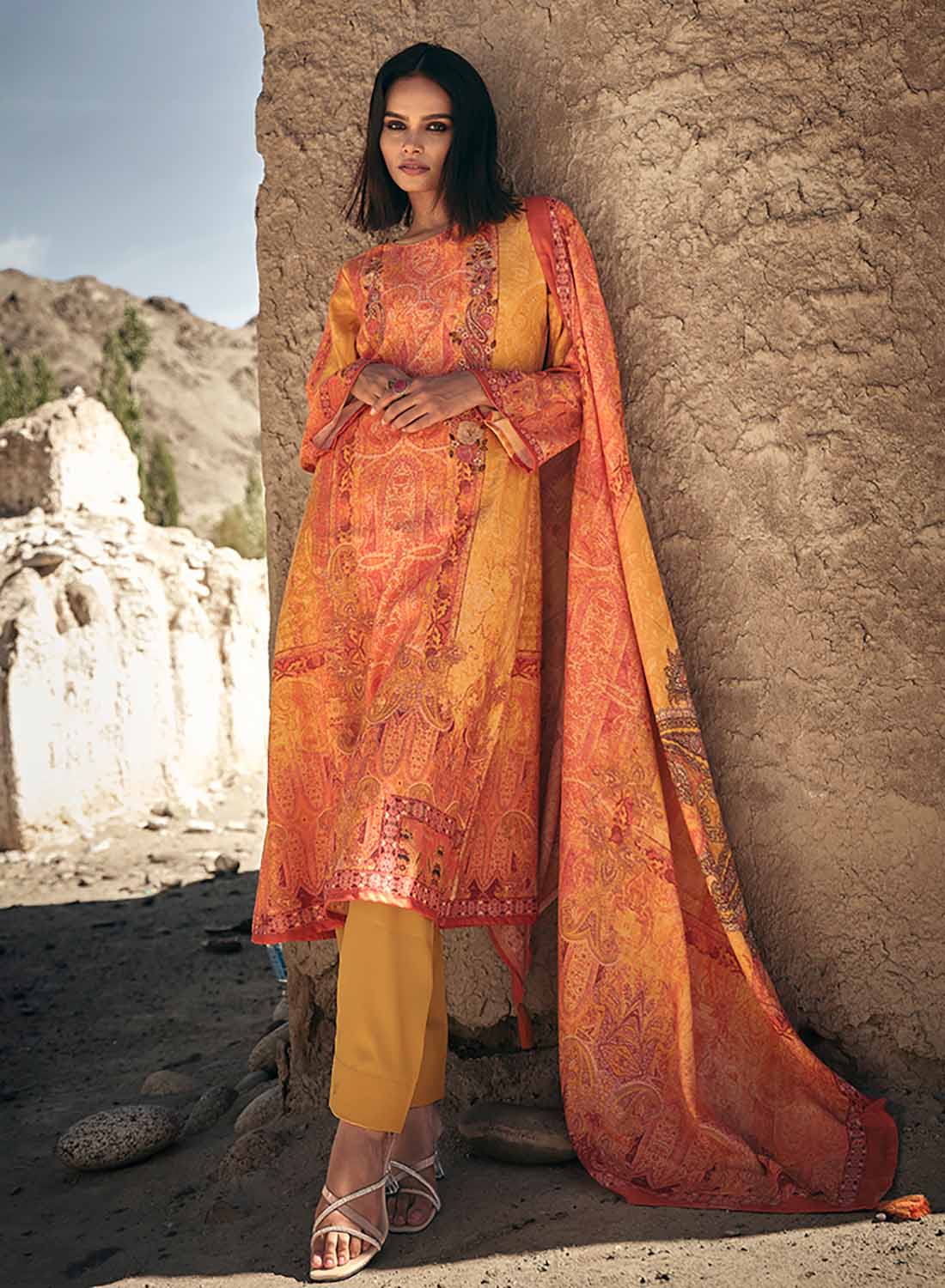 Pashmina Orange Winter Salwar Suits Dress Material for Ladies Stilento Pashmina Orange Winter Salwar Suits Dress Material for Ladies Stilento