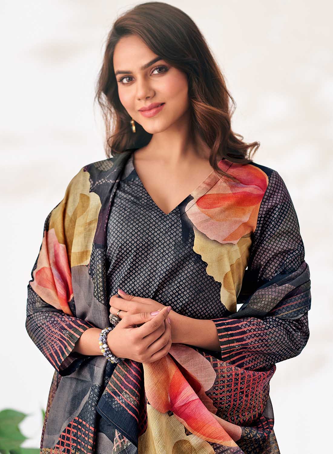 Black Pure Cotton Lawn Printed Unstitched Suit Dress Material