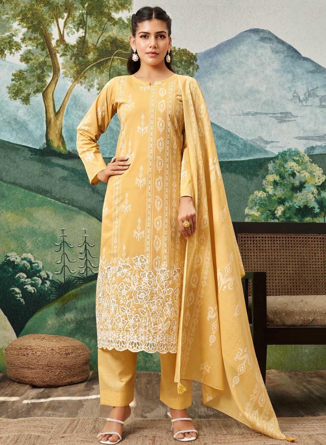 Pure Cotton Cambric Unstitched Suit Dress Material for Women