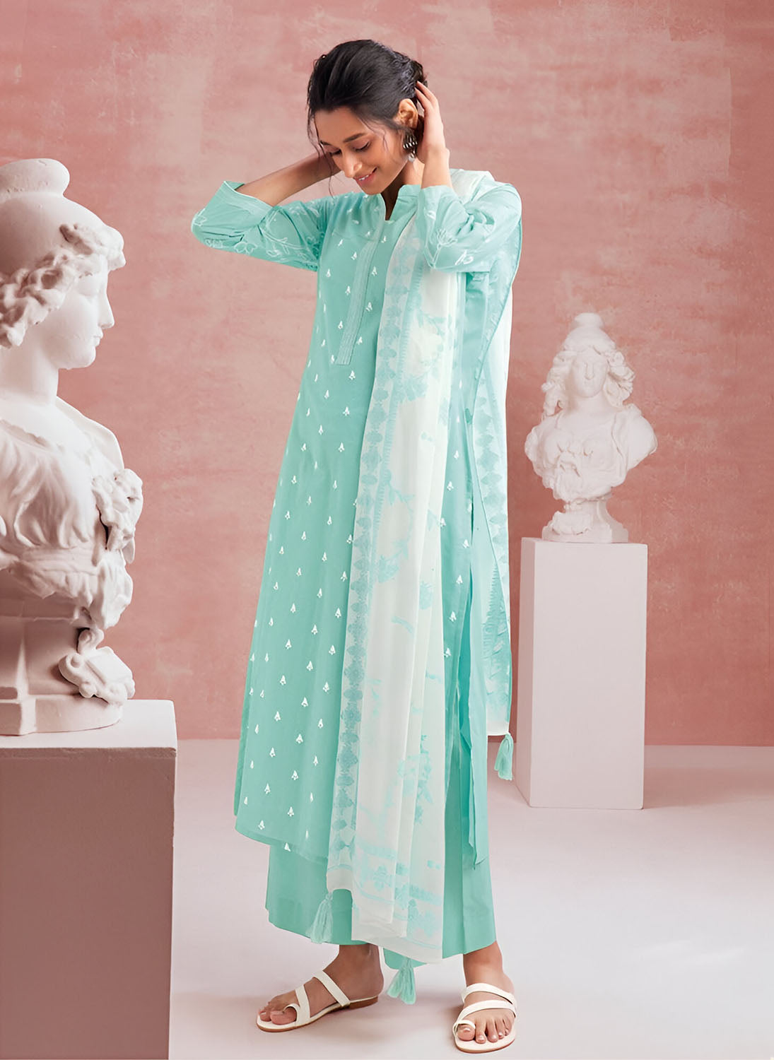 Latest Design Pure Cotton Unstitched Suit Dress Material for Women Stilento Latest Design Pure Cotton Unstitched Suit Dress Material for Women Stilento