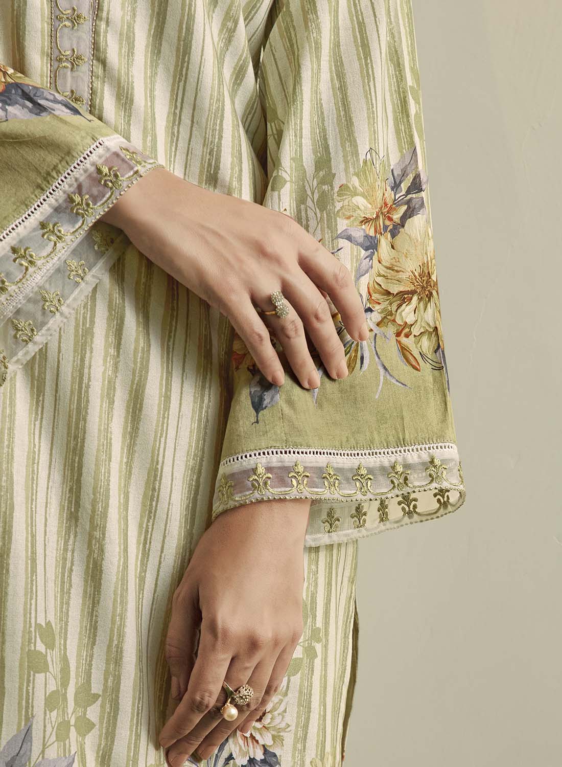 Pure Lawn Cotton Unstitched Salwar Suit Dress Material with Embroidery