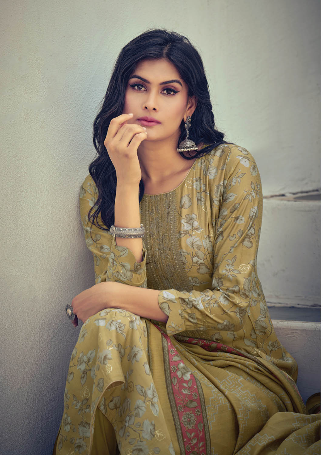 Party Wear Pure Muslin Unstitched Suit Dress Material for Women