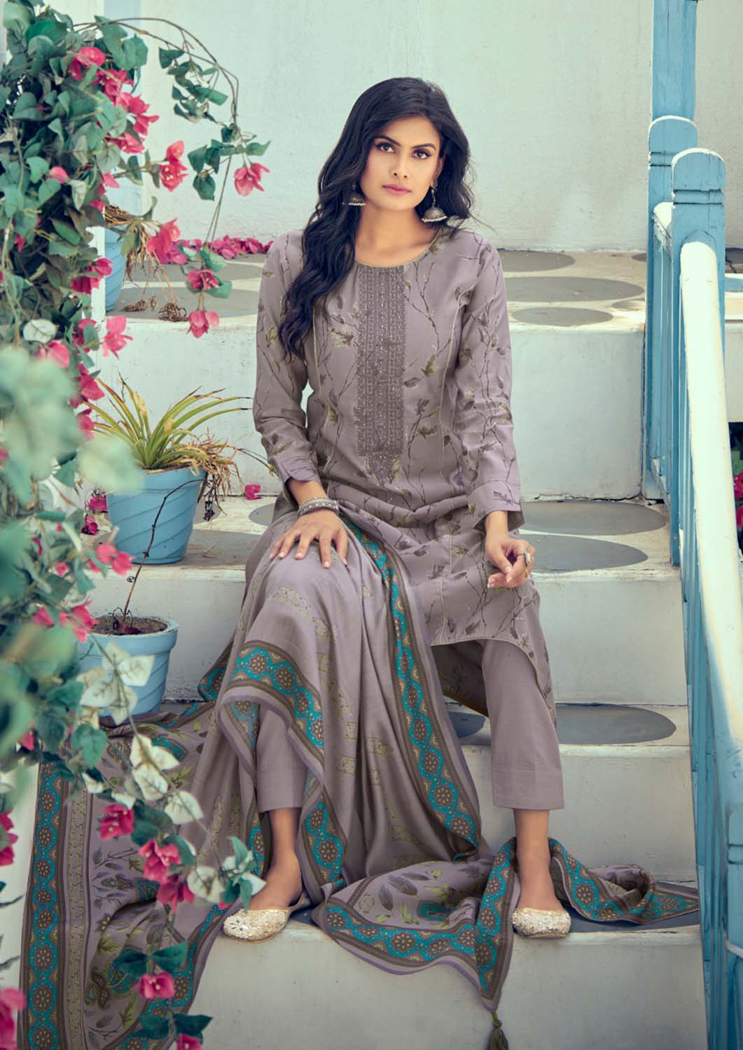 Latest Design Pure Muslin Party Wear Unstitched Women Salwar Suit