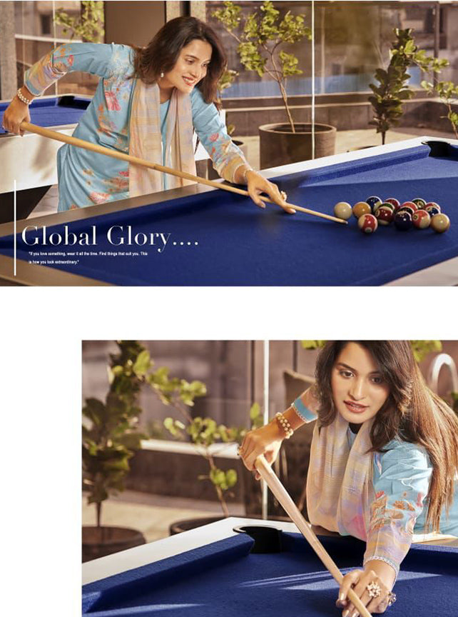 Pure Lawn Cotton Blue Unstitched Suit Summer Dress Material for Women