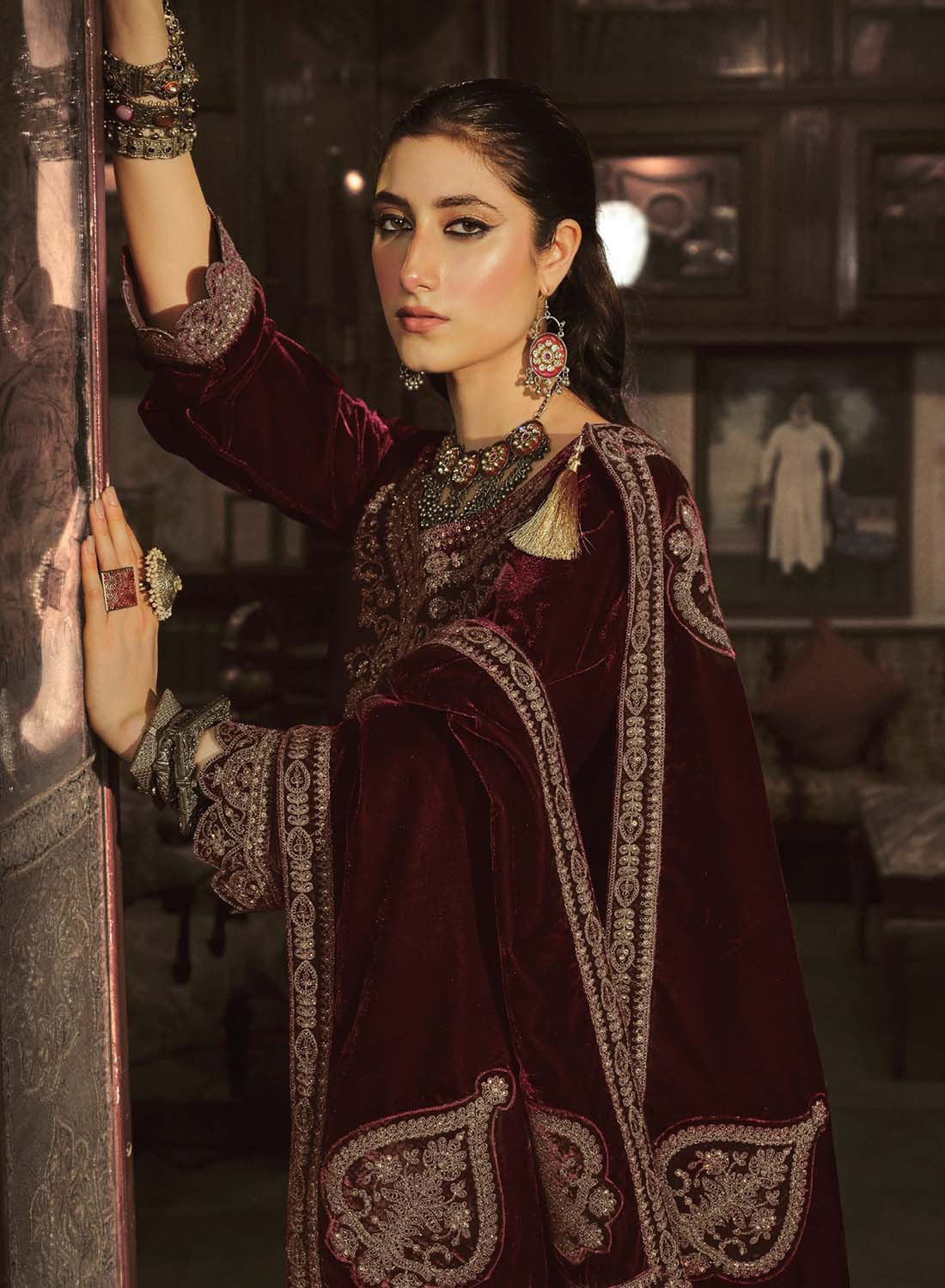 Embroidered Party Wear Pakistani Unstitched Velvet Suit Dress Material