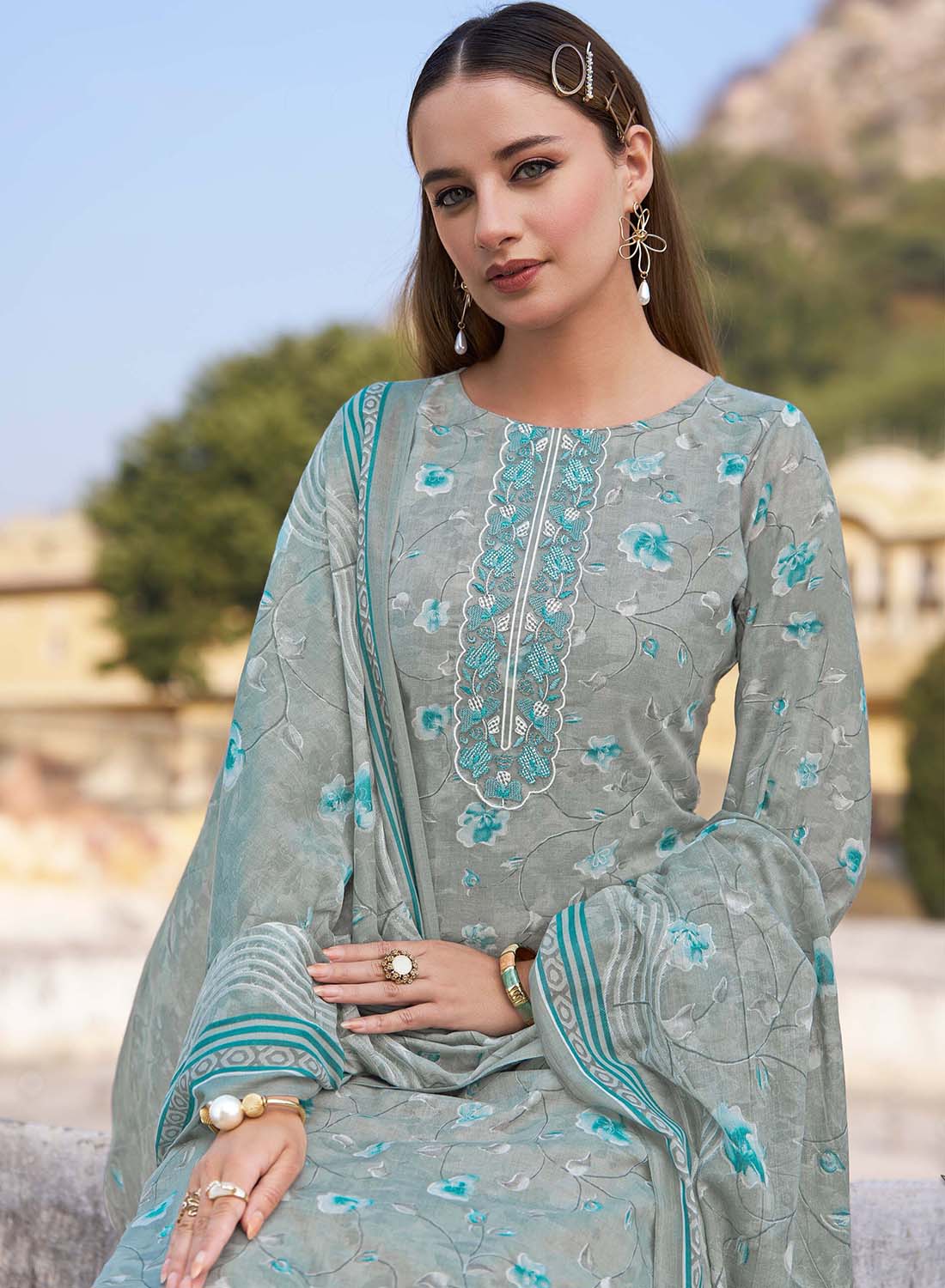 Daily Wear Pure Cotton Unstitched Salwar Suit Set Material for Women