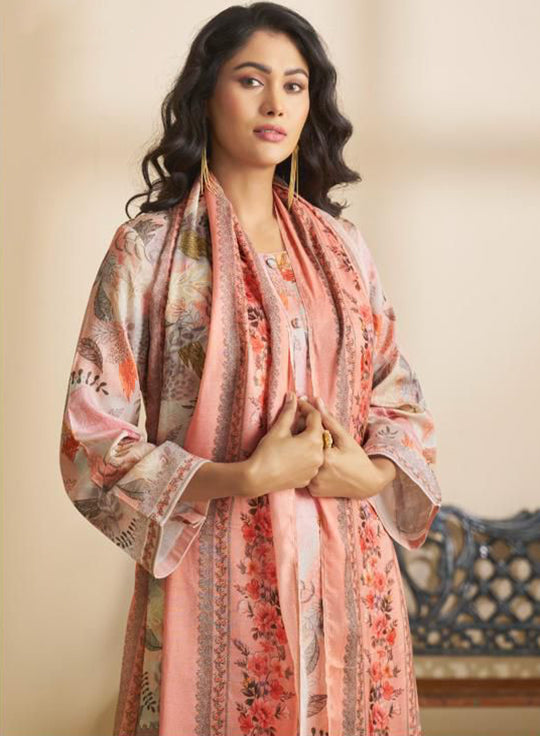 Pure Cotton Satin Unstitched Salwar Suit Material with Muslin Dupatta