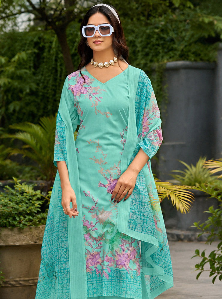 Elegant Printed Unstitched Cotton Salwar Suit Dress Material for Women