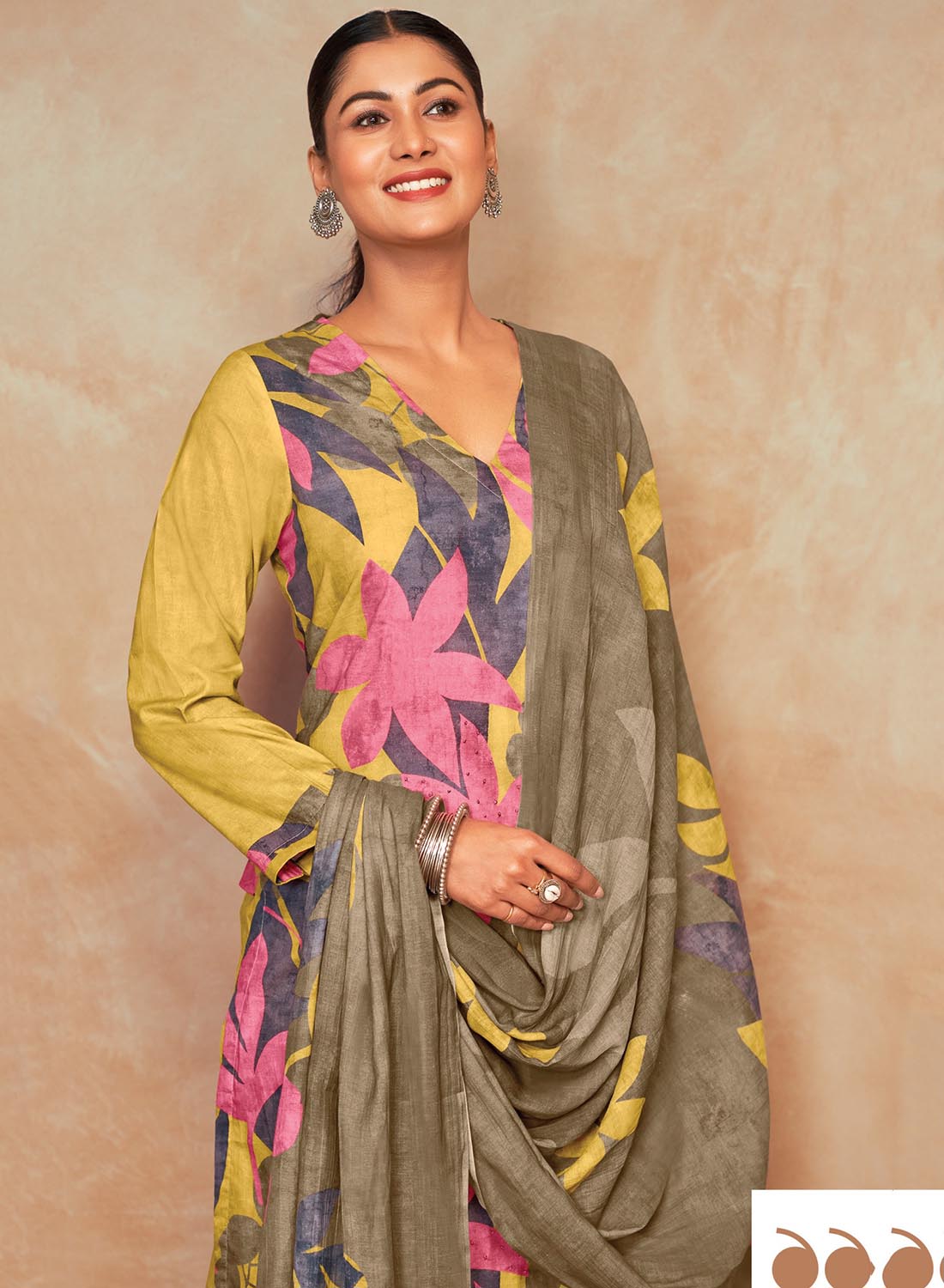 Women's Pure Cotton Lawn Yellow Unstitched Suit Dress Material