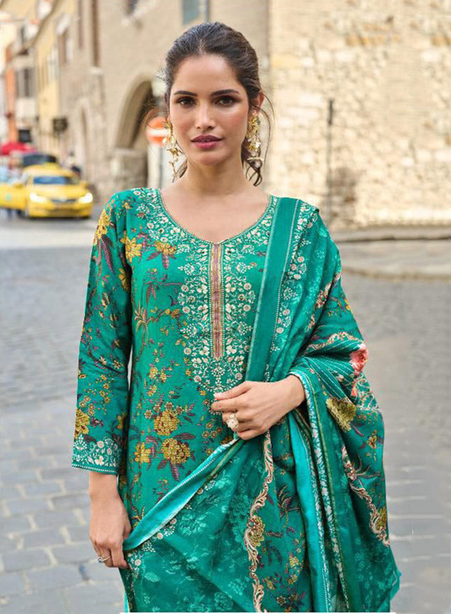 Pure Muslin Party Wear Unstitched Salwar Suit Material for Women