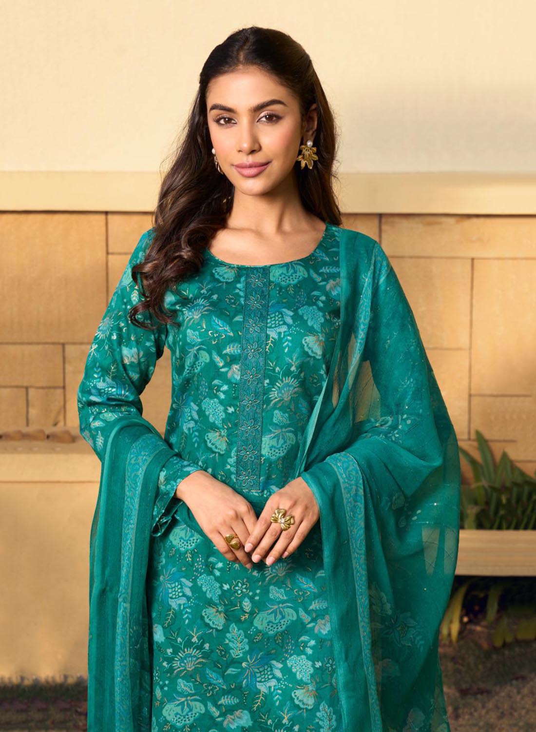 Cotton Satin Unstitched Salwar Suit Dress Material for Women