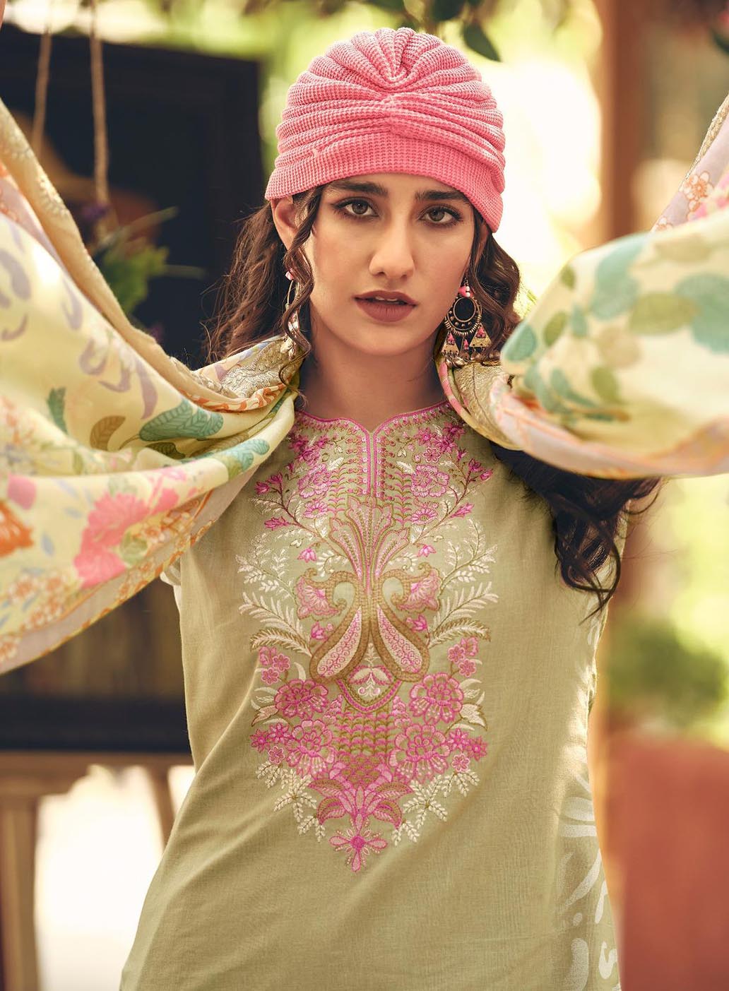 Cambric Cotton Pakistani Print Unstitched Suit Dress Material Embroidered