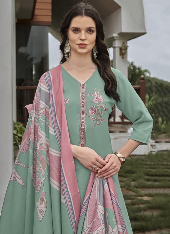 Pashmina Unstitched Winter Salwar Suit Dress Material with Embroidery