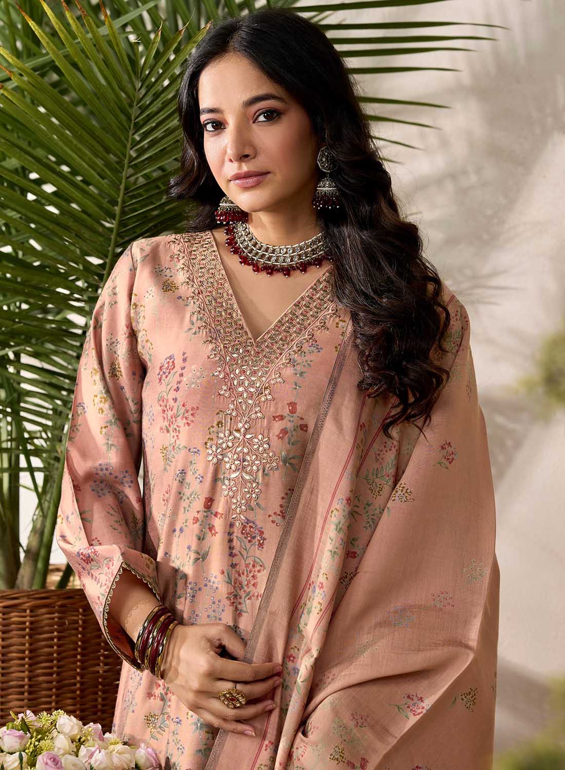 Party Wear Pure Muslin Silk Unstitched Salwar Suit Fabric Material for Women