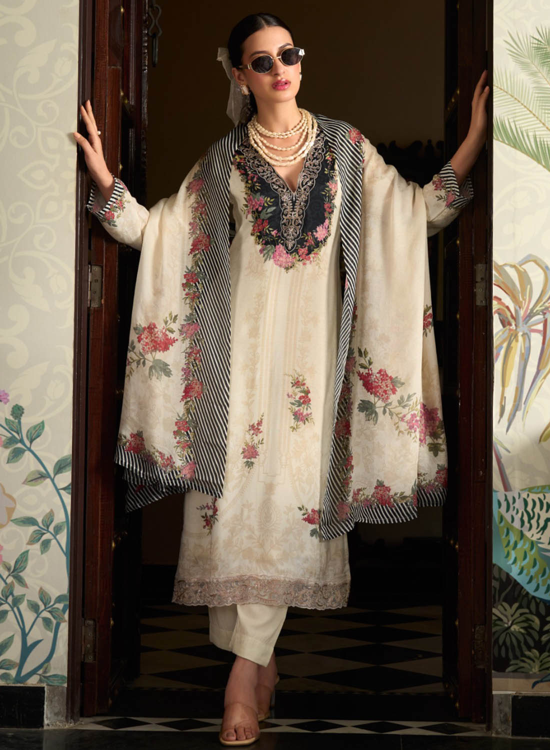 Party Wear Muslin Unstitched Salwar Suit Material with Dupatta for Women