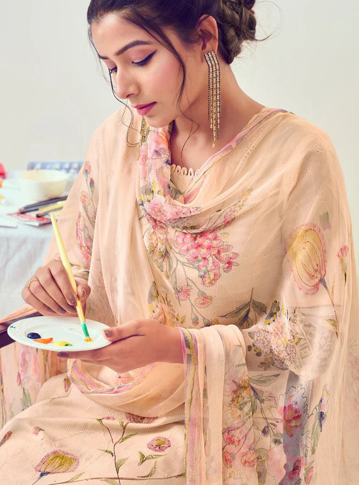 Pure Cotton Unstitched Suit Dress Material with Embroidery for Women