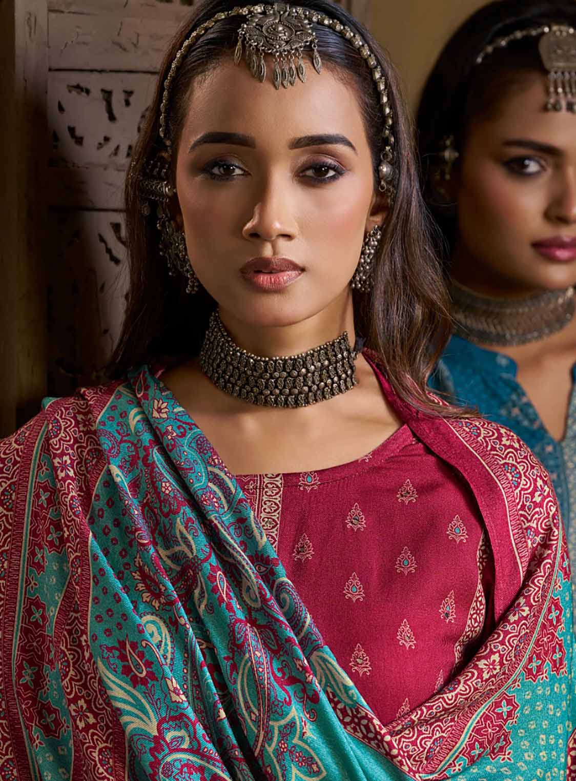 Printed Unstitched Pashmina Winter Suit Material for Women