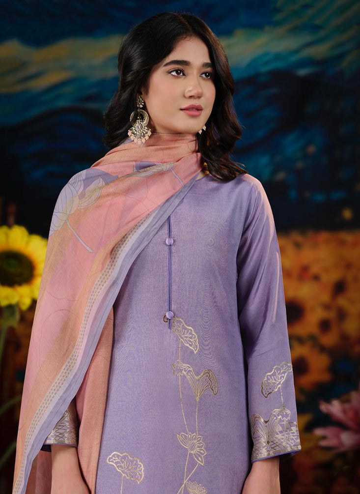 Elegant Party Wear Muslin Jacquard Unstitched Suit Fabric for Women