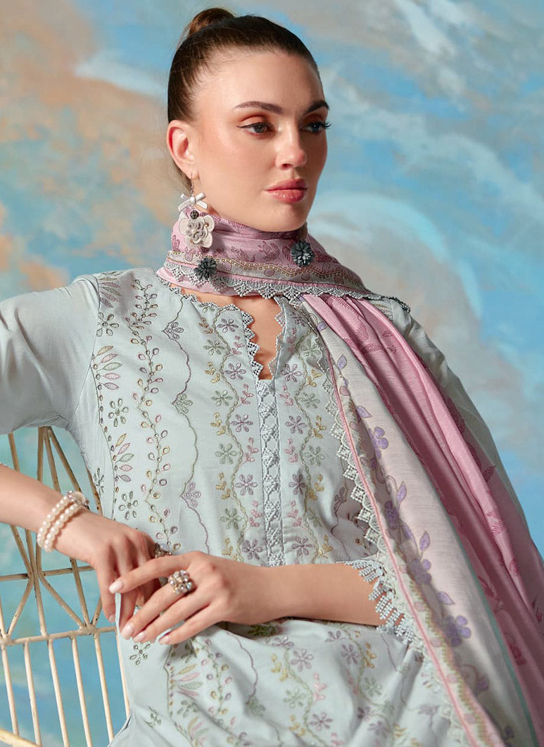 Designer Pure Lawn Cotton Unstitched Suit Set Material for Women