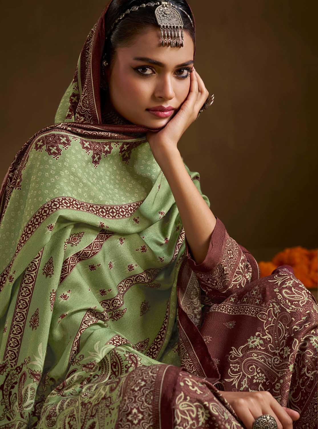 Printed Unstitched Pashmina Winter Salwar Suit Material for Women