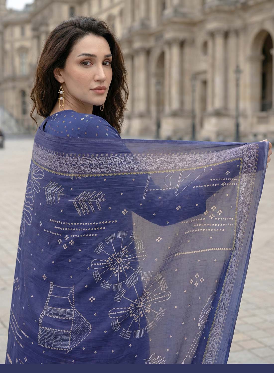 Pure Cotton Lawn Printed Blue Unstitched Salwar Suit with Dupatta