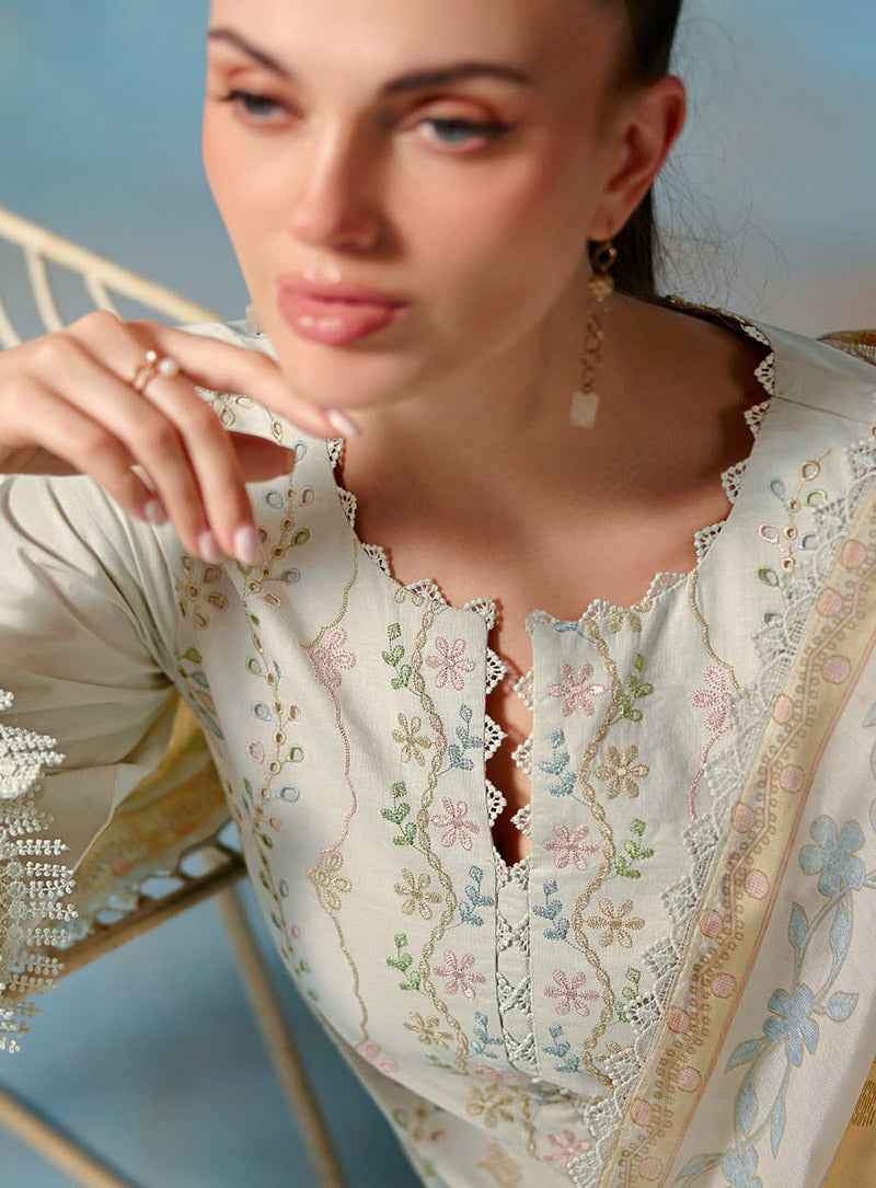 Pakistani Style Pure Lawn Cotton Unstitched Suit Set Material for Women