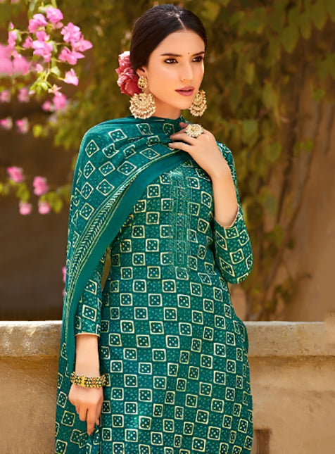 Women Printed Cotton Unstitched Salwar Suit with Embroidery Work