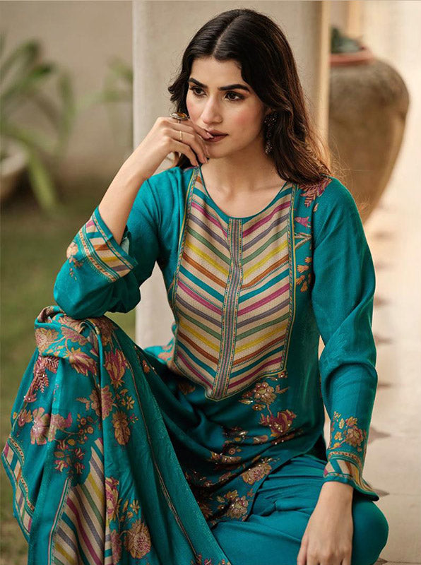 Winter Pashmina Unstitched Salwar Suit Set Dress Material for Women