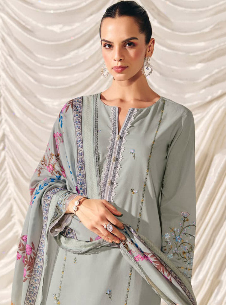 Kimora Embroidered Pure Cotton Lawn Unstitched Salwar Suit Material