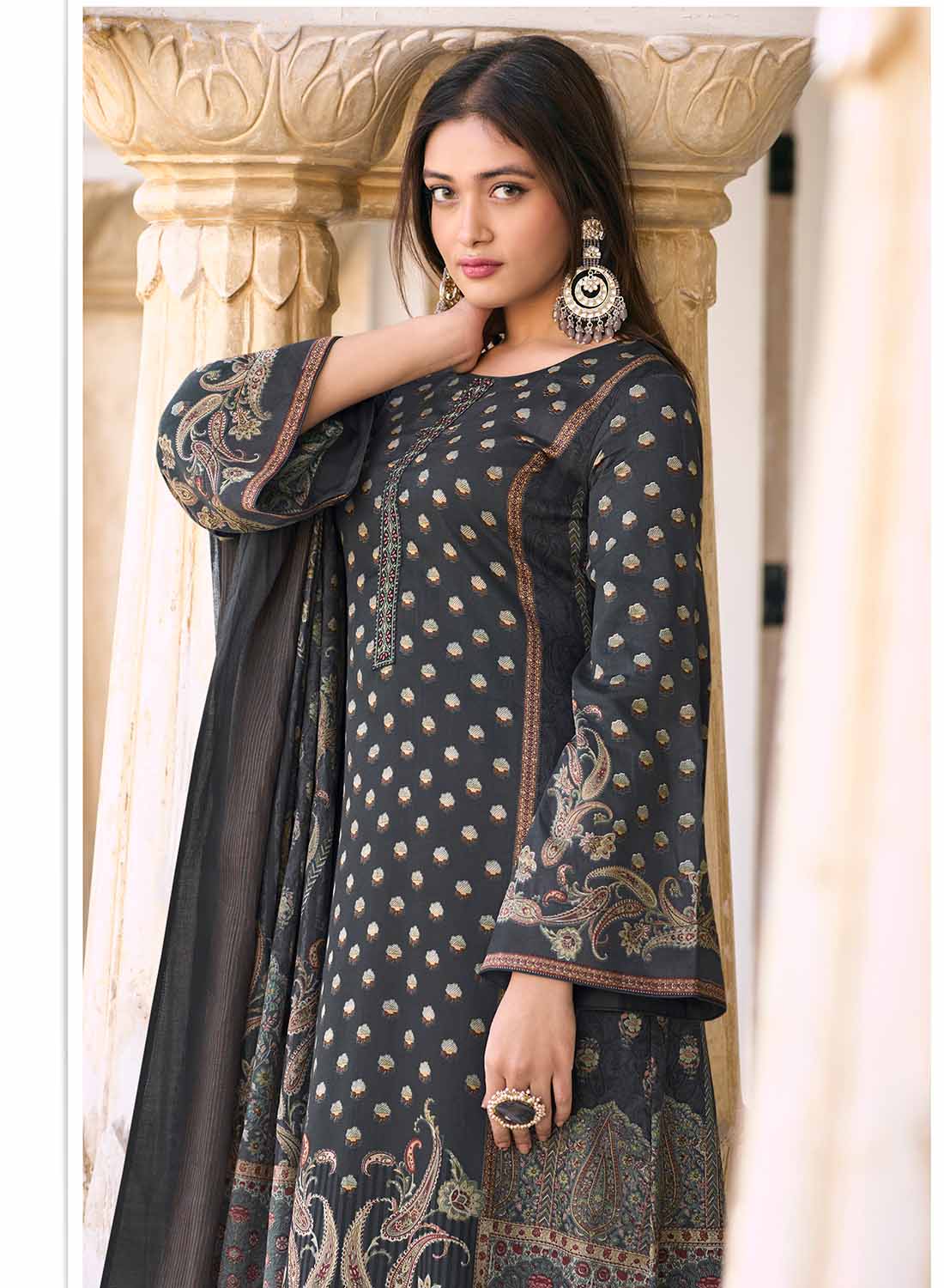 Mumtaz Arts Pure Cotton Satin Unstitched Suit Material with Dupatta