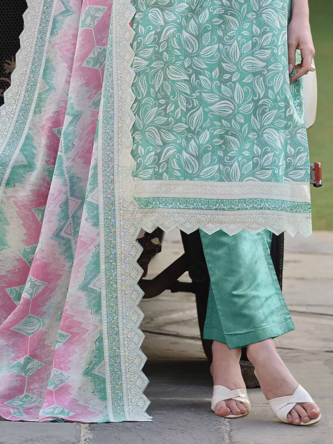 Zulfat Unstitched Cotton Suit Dress Material for Women with Dupatta