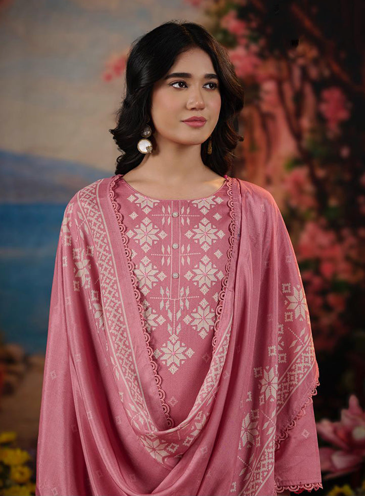Pure Cotton Unstitched Suit Dress Material with Hand Work for Women