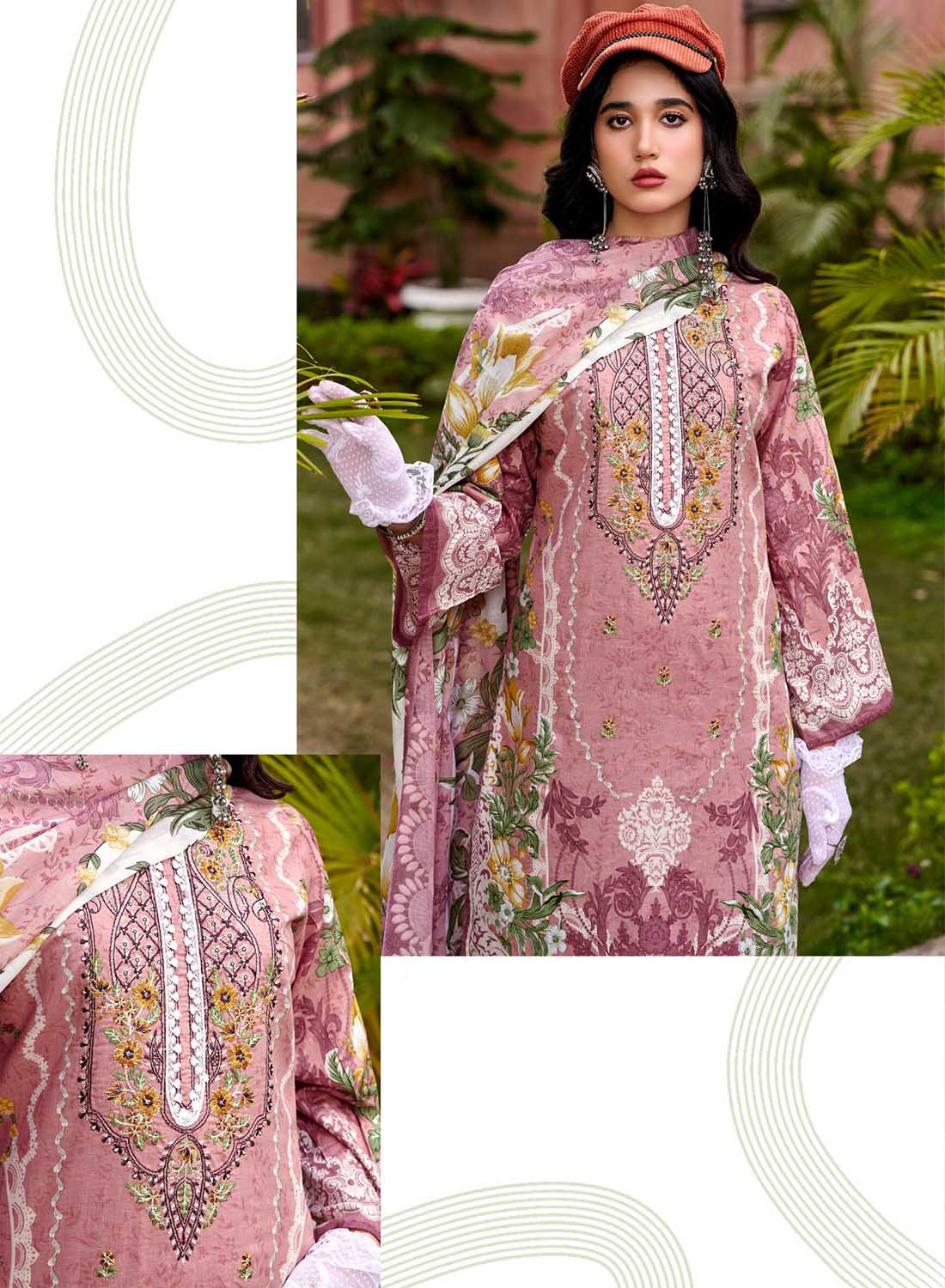 Pure Cotton Unstitched Pakistani Suit Dress Material with Embroidery