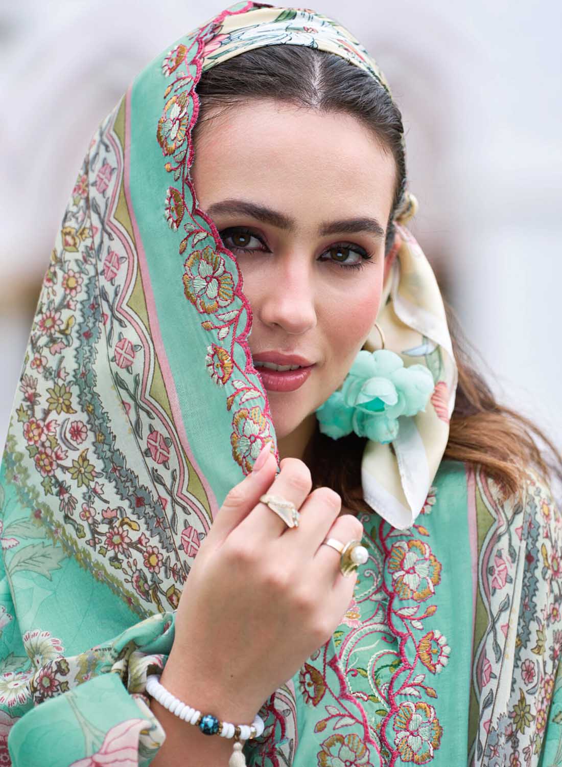 Pure Cotton Unstitched Pakistani Suit Dress Material with Neck Embroidery