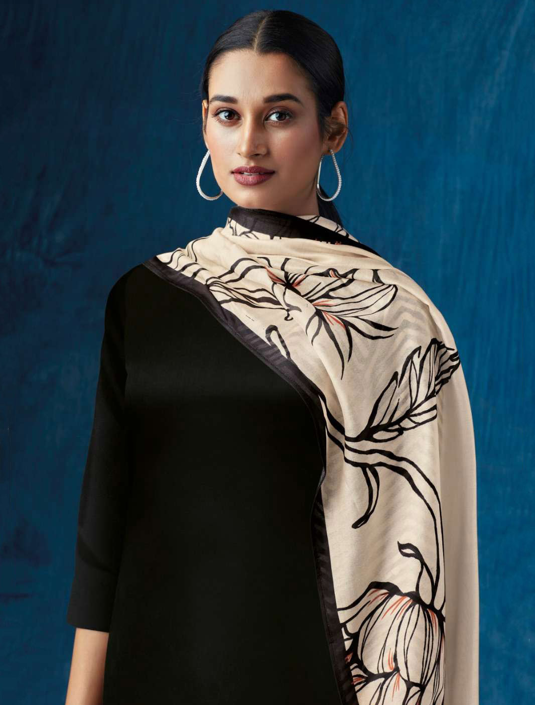 Ganga Cotton Satin Unstitched Party Wear Salwar Suit Fabric Black