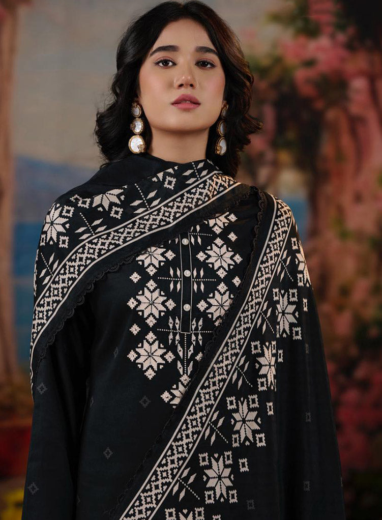 Pure Cotton Black Unstitched Suit Dress Material with Hand Work for Women