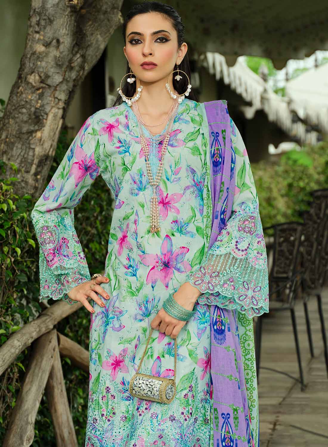 Pure Cotton Unstitched Pakistani Suit Material with Embroidery for Women