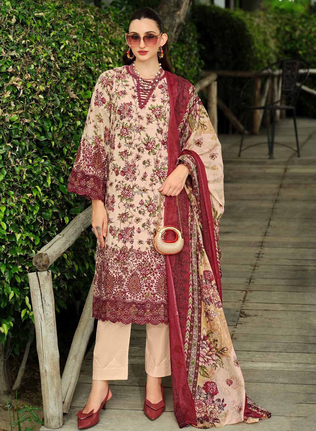 Pure Cotton Unstitched Pakistani Suit Dress Material with Embroidery