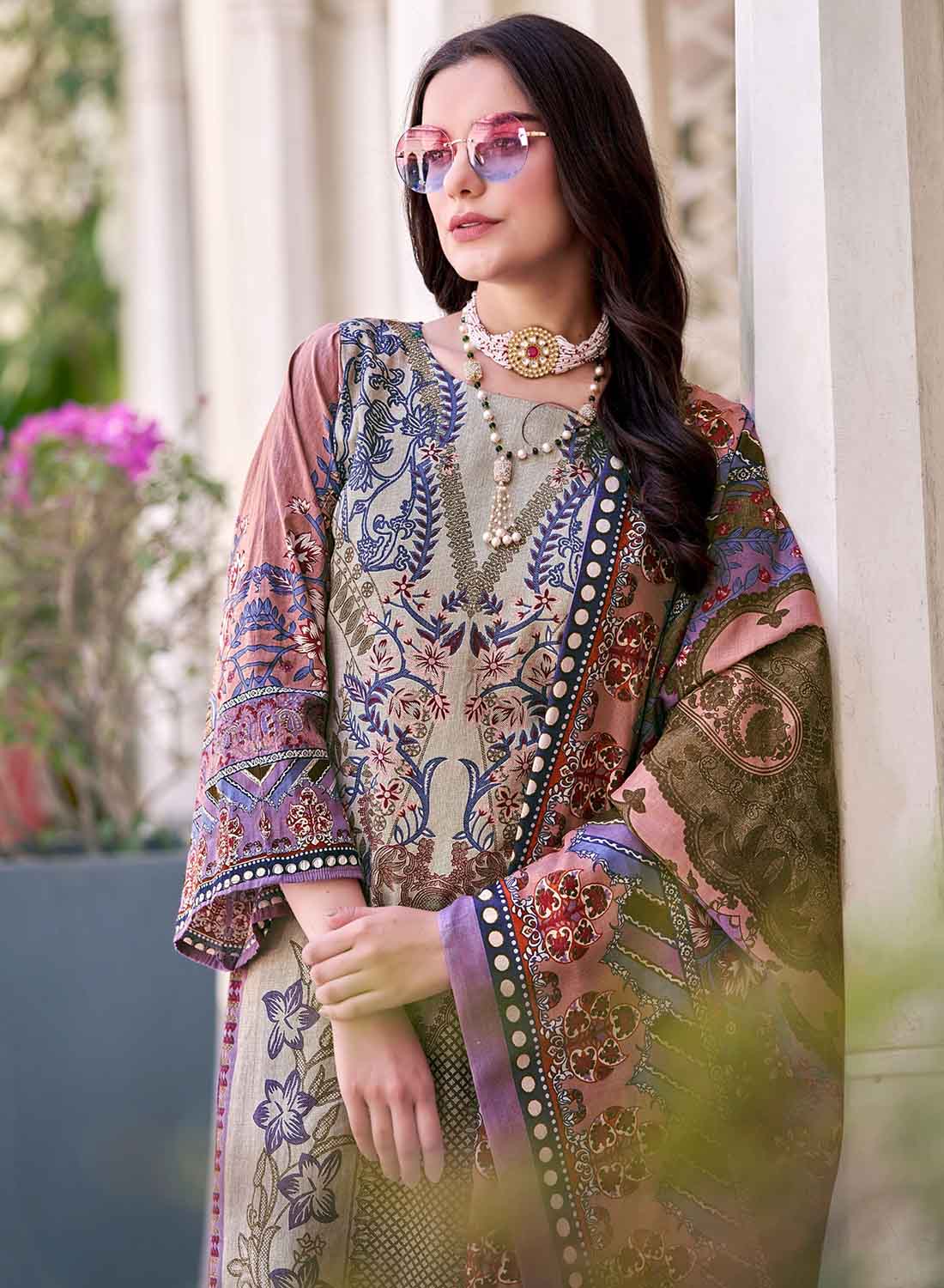 Pure Cotton Pakistani Print Unstitched Salwar Suit Material for Women
