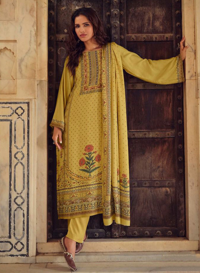 Pure Viscose Pashmina Shimmer Unstitched Winter Salwar Suit Set