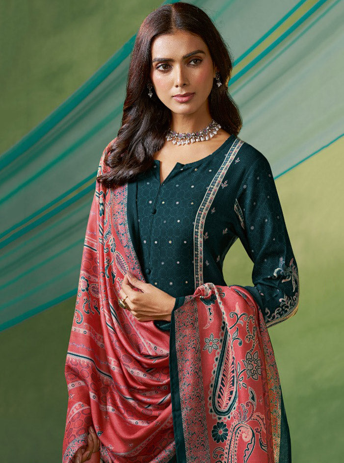 Pashmina Winter Wear Unstitched Salwar Suit Material for Women