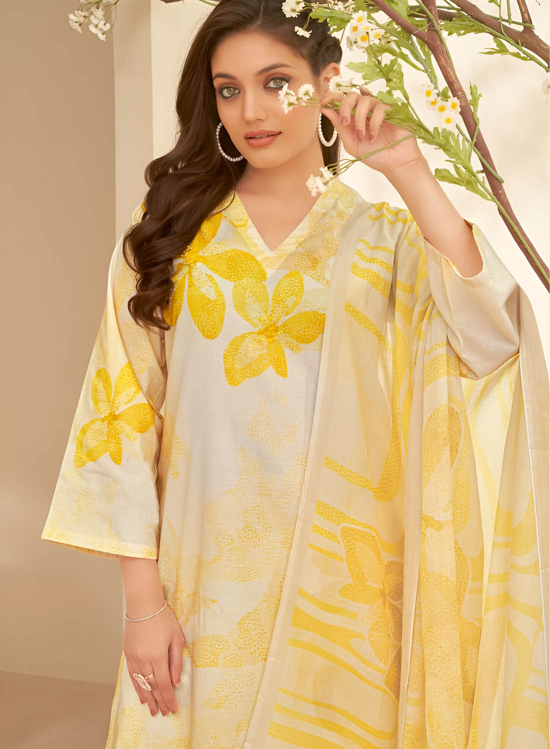 Sahiba Pure Cotton Unstitched Suit Material with Dupatta for Women