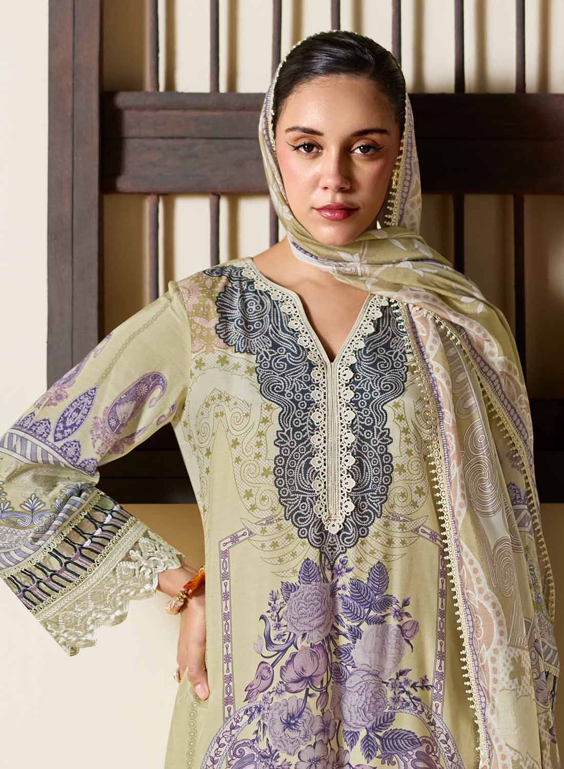 Unstitched Pure Muslin Pakistani Suit Dress Material with Embroidery